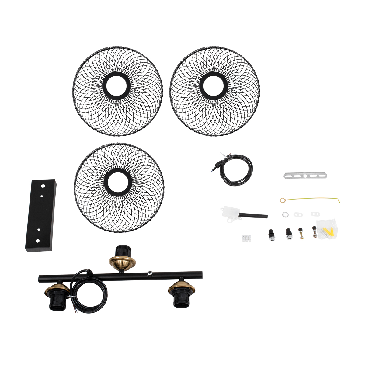 LEDTM® VERONA 00586 Μοντέρνο Κρεμαστό Φωτιστικό Οροφής με Ντουί 3 x E27 AC 220-240V IP20 - Μαύρο & Χρυσό - Μ50 x Π28 x Υ20cm - Image 10
