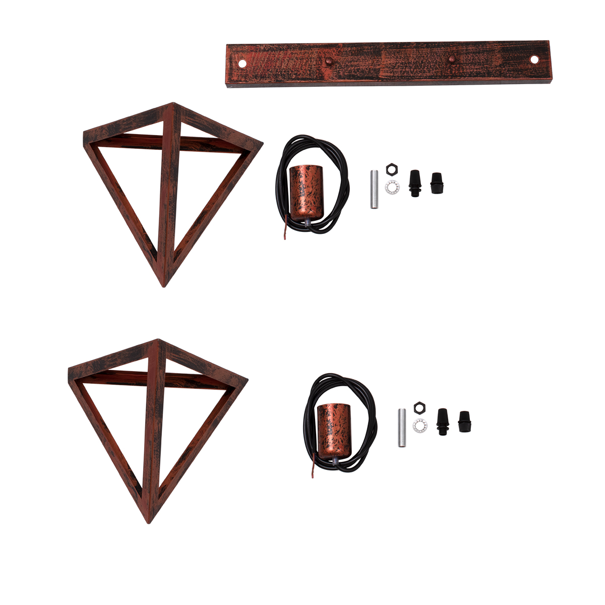 LEDTM® TRIANGLE 00613 Μοντέρνο Κρεμαστό Φωτιστικό Οροφής με Ντουί 2 x E27 AC 220-240V IP20 - Χάλκινο - Μ60 x Π22 x Y130cm - Image 11