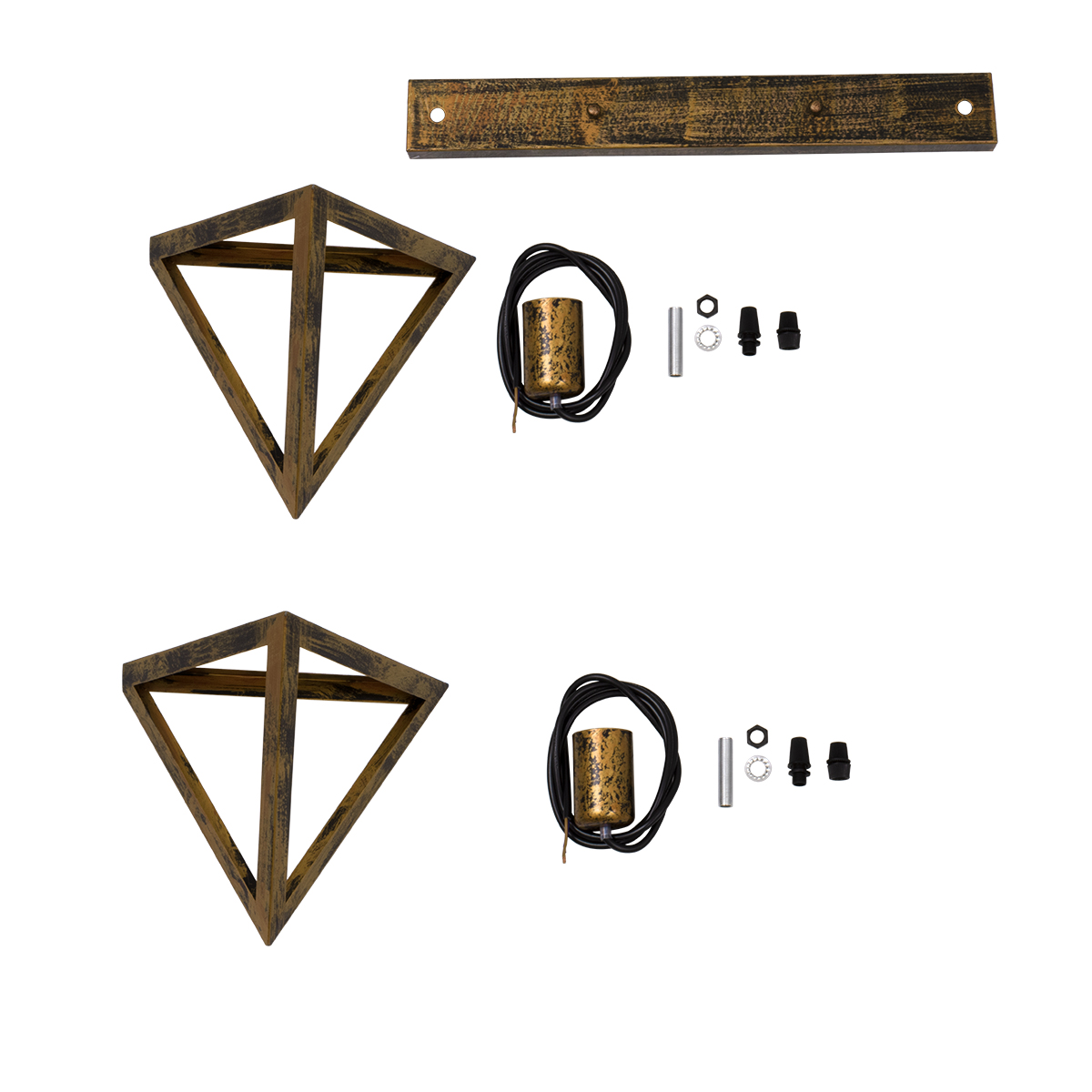 LEDTM® TRIANGLE 00614 Μοντέρνο Κρεμαστό Φωτιστικό Οροφής με Ντουί 2 x E27 AC 220-240V IP20 - Μπρούτζινο - Μ60 x Π22 x Y130cm - Image 11