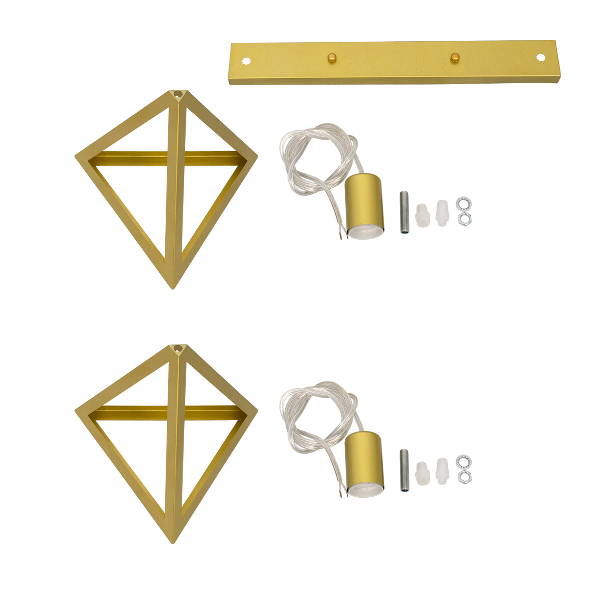 LEDTM® TRIANGLE 00615 Μοντέρνο Κρεμαστό Φωτιστικό Οροφής με Ντουί 2 x E27 AC 220-240V IP20 - Χρυσό - Μ60 x Π22 x Y130cm - Image 11