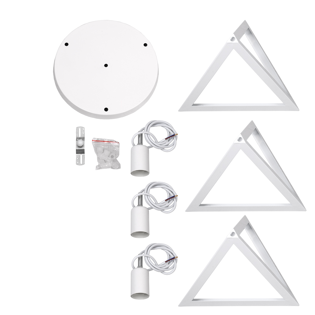 LEDTM® TRIANGLE 00617 Μοντέρνο Κρεμαστό Φωτιστικό Οροφής με Ντουί 3 x E27 AC 220-240V IP20 - Λευκό - Μ49 x Π49 x Y130cm - Image 11