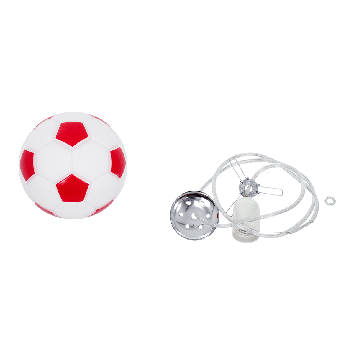 LEDTM® FOOTBALL 00642 Παιδικό Κρεμαστό Φωτιστικό Οροφής με Ντουί 1 x E27 AC 220-240V IP20 - Λευκό & Κόκκινο - Μ15 x Π15 x Y18cm - Image 8