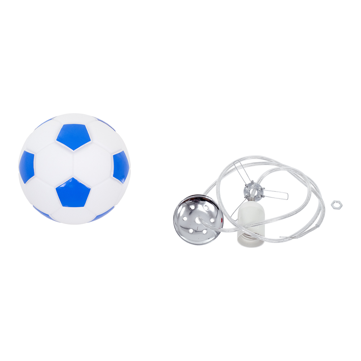LEDTM® FOOTBALL 00644 Παιδικό Κρεμαστό Φωτιστικό Οροφής με Ντουί 1 x E27 AC 220-240V IP20 - Λευκό & Μπλε - Μ15 x Π15 x Y18cm - Image 8