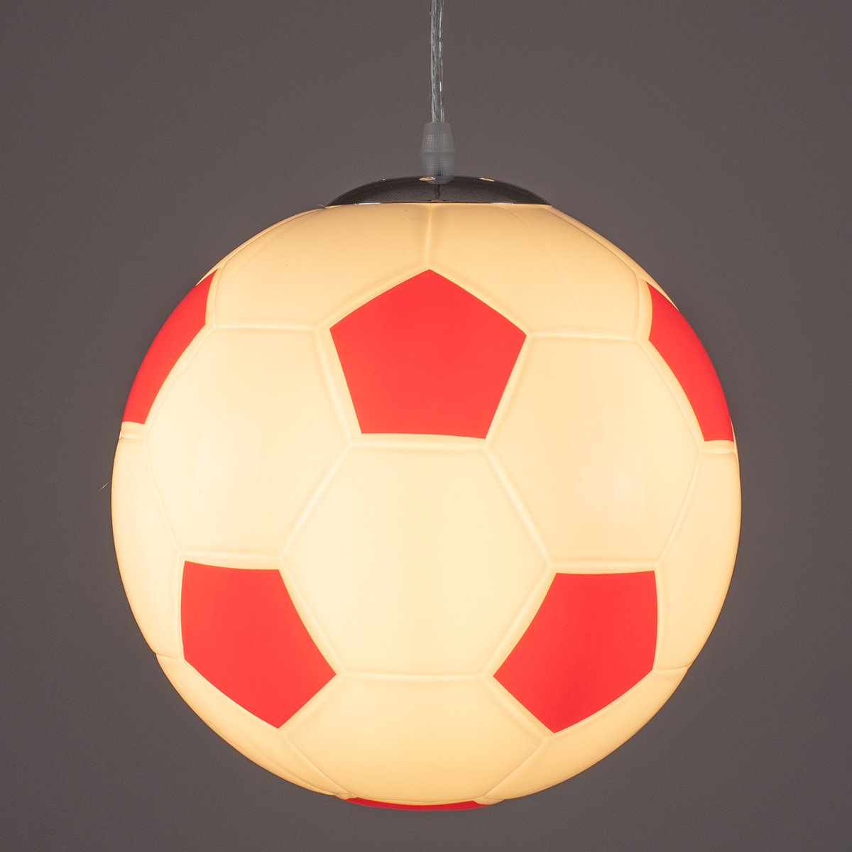 LEDTM® FOOTBALL 00646 Παιδικό Κρεμαστό Φωτιστικό Οροφής με Ντουί 1 x E27 AC 220-240V IP20 - Λευκό & Κόκκινο - Μ25 x Π25 x Υ25cm - Image 3