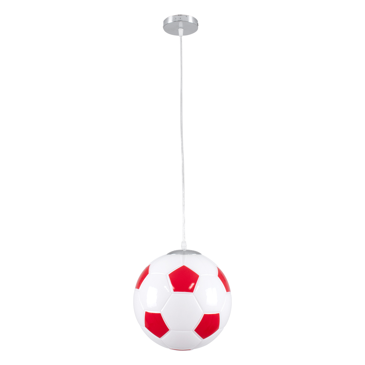 LEDTM® FOOTBALL 00646 Παιδικό Κρεμαστό Φωτιστικό Οροφής με Ντουί 1 x E27 AC 220-240V IP20 - Λευκό & Κόκκινο - Μ25 x Π25 x Υ25cm - Image 4