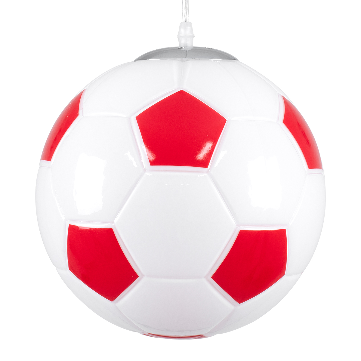 LEDTM® FOOTBALL 00646 Παιδικό Κρεμαστό Φωτιστικό Οροφής με Ντουί 1 x E27 AC 220-240V IP20 - Λευκό & Κόκκινο - Μ25 x Π25 x Υ25cm - Image 5