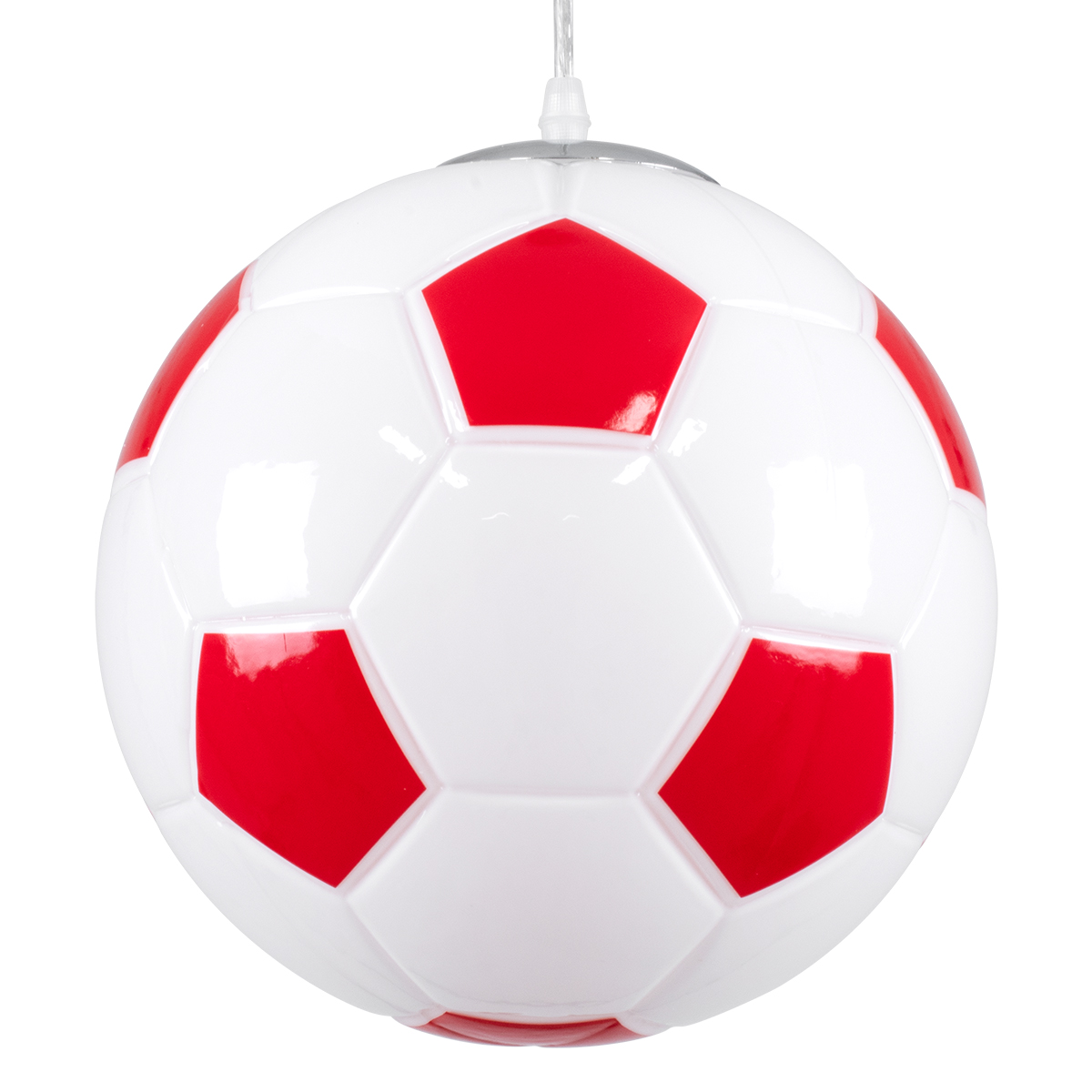 LEDTM® FOOTBALL 00646 Παιδικό Κρεμαστό Φωτιστικό Οροφής με Ντουί 1 x E27 AC 220-240V IP20 - Λευκό & Κόκκινο - Μ25 x Π25 x Υ25cm - Image 6