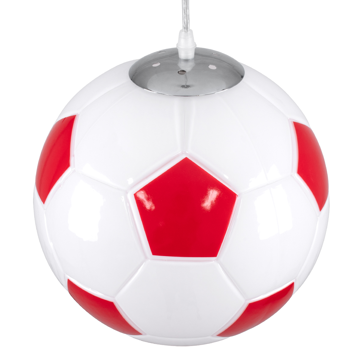 LEDTM® FOOTBALL 00646 Παιδικό Κρεμαστό Φωτιστικό Οροφής με Ντουί 1 x E27 AC 220-240V IP20 - Λευκό & Κόκκινο - Μ25 x Π25 x Υ25cm - Image 7