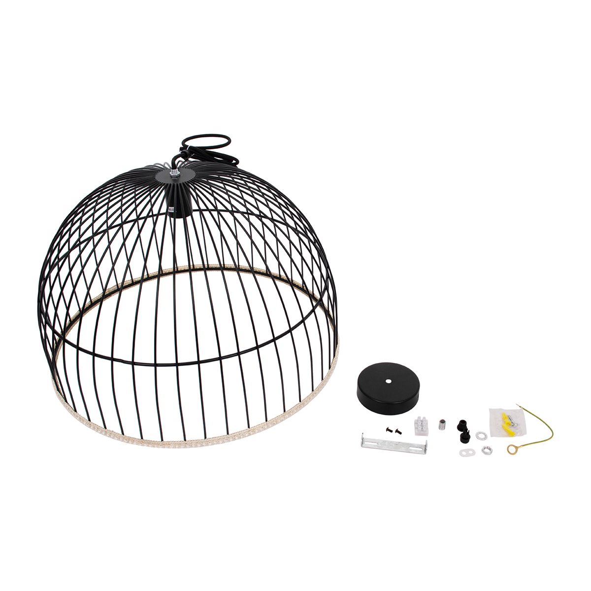 LEDTM® NEVIS 00681 Μοντέρνο Κρεμαστό Φωτιστικό Οροφής με Ντουί 1 x E27 AC 220-240V IP20 - Μαύρο & Μπεζ - Μ49 x Π49 x Υ34.5cm - Image 11