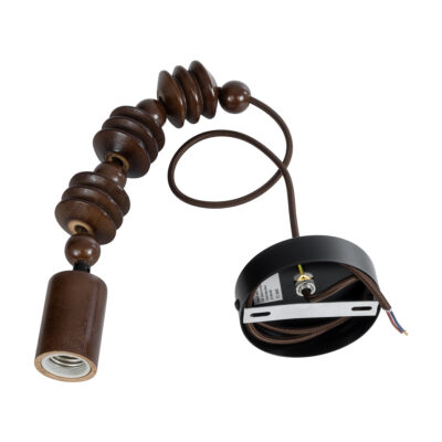 LEDTM® BEADS 00692 Vintage Κρεμαστό Φωτιστικό Ανάρτηση Μονόφωτο 1 x E27 IP20 Καφέ Ξύλο - Μ5 x Π5 x Y33cm - Image 4