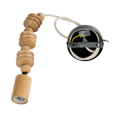 LEDTM® BEADS 00696 Vintage Κρεμαστό Φωτιστικό Ανάρτηση Μονόφωτο 1 x E27 IP20 Μπεζ Ξύλο - Μ5 x Π5 x Υ33cm - Image 4