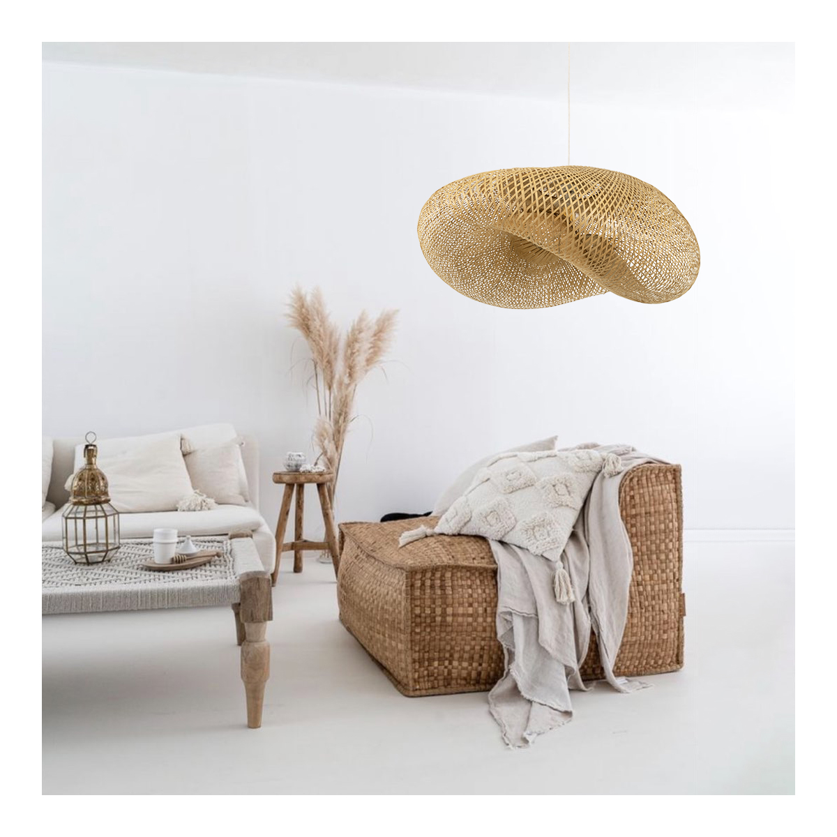 LEDTM® MEXICO 00721 Boho Κρεμαστό Φωτιστικό Οροφής με Ντουί 1 x E27 AC 220-240V IP20 - Μπεζ - Μ100 x Π80 x Υ35cm - Image 11