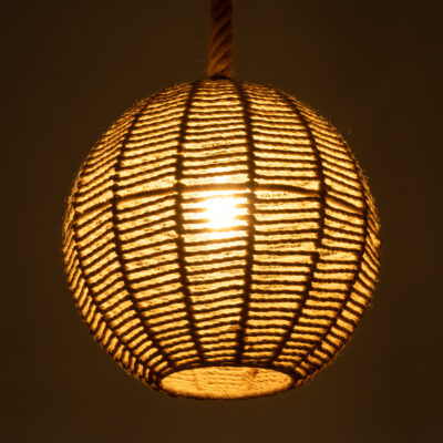 LEDTM® MANDALA 00731 Boho Κρεμαστό Φωτιστικό Πλέγμα Μονόφωτο 1 x E27 IP20 Μπεζ Σχοινί - Μ30 x Π30 x Y30cm - Image 3