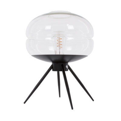 LEDTM® JAVAN 00736 Μοντέρνο Επιτραπέζιο Φωτιστικό Πορτατίφ Μονόφωτο 1 x E27 IP20 Διάφανο Γυαλί με Μαύρο Μέταλλο - Μ30 x Π30 x Υ19cm - Image 5