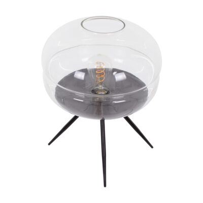 LEDTM® JAVAN 00736 Μοντέρνο Επιτραπέζιο Φωτιστικό Πορτατίφ Μονόφωτο 1 x E27 IP20 Διάφανο Γυαλί με Μαύρο Μέταλλο - Μ30 x Π30 x Υ19cm - Image 6