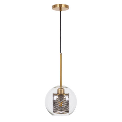 LEDTM® AVERY 00739 Μοντέρνο Κρεμαστό Φωτιστικό Οροφής με Ντουί 1 x E27 AC 220-240V IP20 - Διάφανο & Χρυσό - Μ18 x Π18 x Υ38cm - Image 4