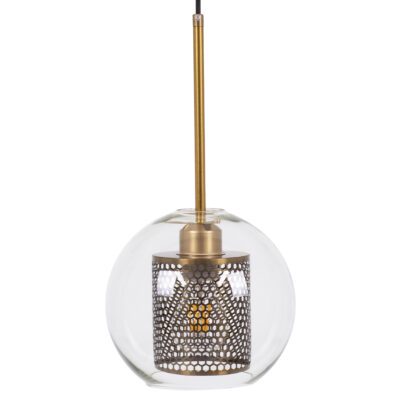 LEDTM® AVERY 00739 Μοντέρνο Κρεμαστό Φωτιστικό Οροφής με Ντουί 1 x E27 AC 220-240V IP20 - Διάφανο & Χρυσό - Μ18 x Π18 x Υ38cm - Image 5