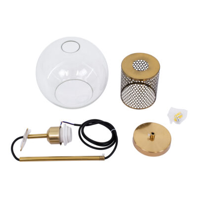 LEDTM® AVERY 00739 Μοντέρνο Κρεμαστό Φωτιστικό Οροφής με Ντουί 1 x E27 AC 220-240V IP20 - Διάφανο & Χρυσό - Μ18 x Π18 x Υ38cm - Image 9