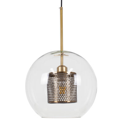 LEDTM® AVERY 00740 Μοντέρνο Κρεμαστό Φωτιστικό Οροφής με Ντουί 1 x E27 AC 220-240V IP20 - Διάφανο & Χρυσό - Μ30 x Π30 x Υ48cm