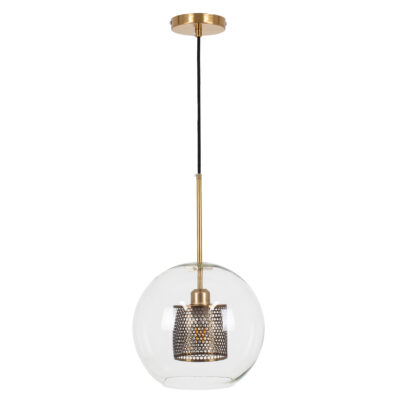 LEDTM® AVERY 00740 Μοντέρνο Κρεμαστό Φωτιστικό Οροφής με Ντουί 1 x E27 AC 220-240V IP20 - Διάφανο & Χρυσό - Μ30 x Π30 x Υ48cm - Image 4