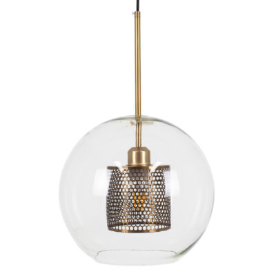 LEDTM® AVERY 00740 Μοντέρνο Κρεμαστό Φωτιστικό Οροφής με Ντουί 1 x E27 AC 220-240V IP20 - Διάφανο & Χρυσό - Μ30 x Π30 x Υ48cm - Image 5