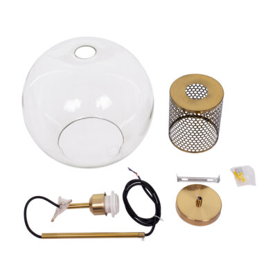 LEDTM® AVERY 00740 Μοντέρνο Κρεμαστό Φωτιστικό Οροφής με Ντουί 1 x E27 AC 220-240V IP20 - Διάφανο & Χρυσό - Μ30 x Π30 x Υ48cm - Image 9