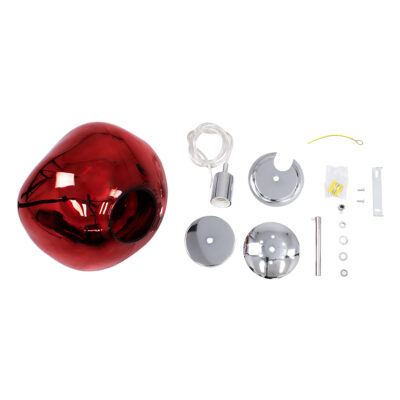 LEDTM® DIXAR 00762 Μοντέρνο Κρεμαστό Φωτιστικό Ανάρτηση Μονόφωτο 1 x E27 IP20 Κόκκινο Γυαλί με Ασημί Μέταλλο - Μ28 x Π28 x Υ40cm - Image 8