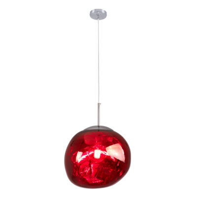 LEDTM® DIXAR 00763 Μοντέρνο Κρεμαστό Φωτιστικό Ανάρτηση Μονόφωτο 1 x E27 IP20 Κόκκινο Γυαλί με Ασημί Μέταλλο - Μ36 x Π36 x Υ45cm - Image 3