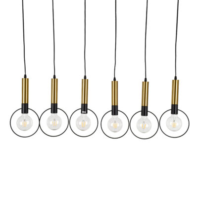 LEDTM® OLVERO 00776 Μοντέρνο Κρεμαστό Φωτιστικό Οροφής με Ντουί 6 x E27 AC 220-240V IP20 - Μαύρο & Χρυσό - Μ110 x Π18 x Y130cm - Image 6
