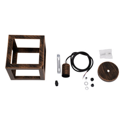 LEDTM® CUBE 00793 Μοντέρνο Κρεμαστό Φωτιστικό Οροφής με Ντουί 1 x E27 AC 220-240V IP20 - Χάλκινο - Μ25 x Π25 x Υ25cm - Image 8