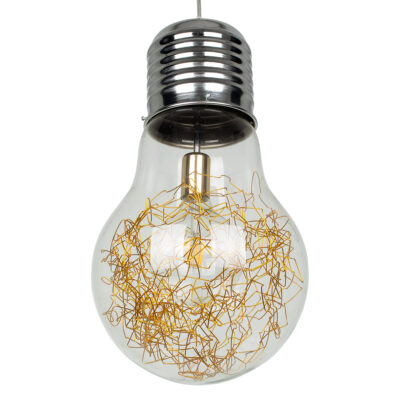 LEDTM® LAMP 00808 Μοντέρνο Κρεμαστό Φωτιστικό Οροφής με Ντουί 1 x E27 AC 220-240V IP20 - Διάφανο, Χρυσό & Ασημί - Μ30 x Π30 x Υ52cm - Image 5