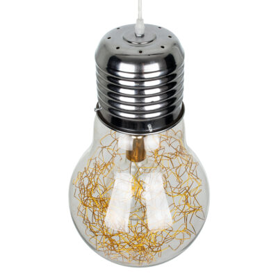 LEDTM® LAMP 00808 Μοντέρνο Κρεμαστό Φωτιστικό Οροφής με Ντουί 1 x E27 AC 220-240V IP20 - Διάφανο, Χρυσό & Ασημί - Μ30 x Π30 x Υ52cm - Image 6
