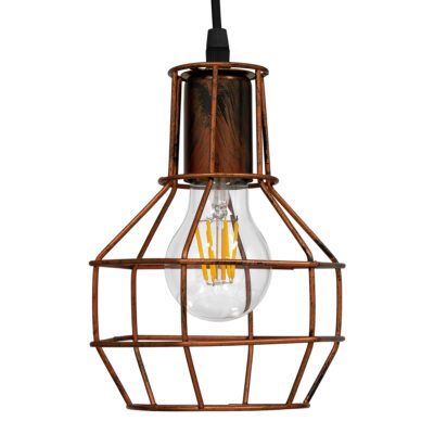 LEDTM® CAGE 00866 Vintage Κρεμαστό Φωτιστικό Οροφής με Ντουί 1 x E27 AC 220-240V IP20 - Χάλκινο - Μ15 x Π15 x Υ22cm - Image 5