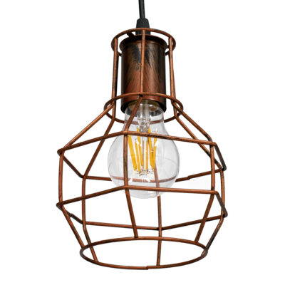 LEDTM® CAGE 00866 Vintage Κρεμαστό Φωτιστικό Οροφής με Ντουί 1 x E27 AC 220-240V IP20 - Χάλκινο - Μ15 x Π15 x Υ22cm - Image 6