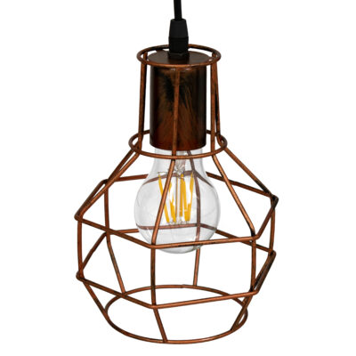 LEDTM® CAGE 00866 Vintage Κρεμαστό Φωτιστικό Οροφής με Ντουί 1 x E27 AC 220-240V IP20 - Χάλκινο - Μ15 x Π15 x Υ22cm - Image 7
