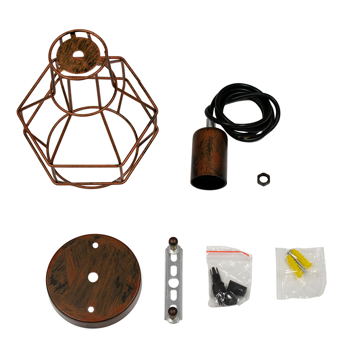 LEDTM® CAGE 00866 Vintage Κρεμαστό Φωτιστικό Οροφής με Ντουί 1 x E27 AC 220-240V IP20 - Χάλκινο - Μ15 x Π15 x Υ22cm - Image 9