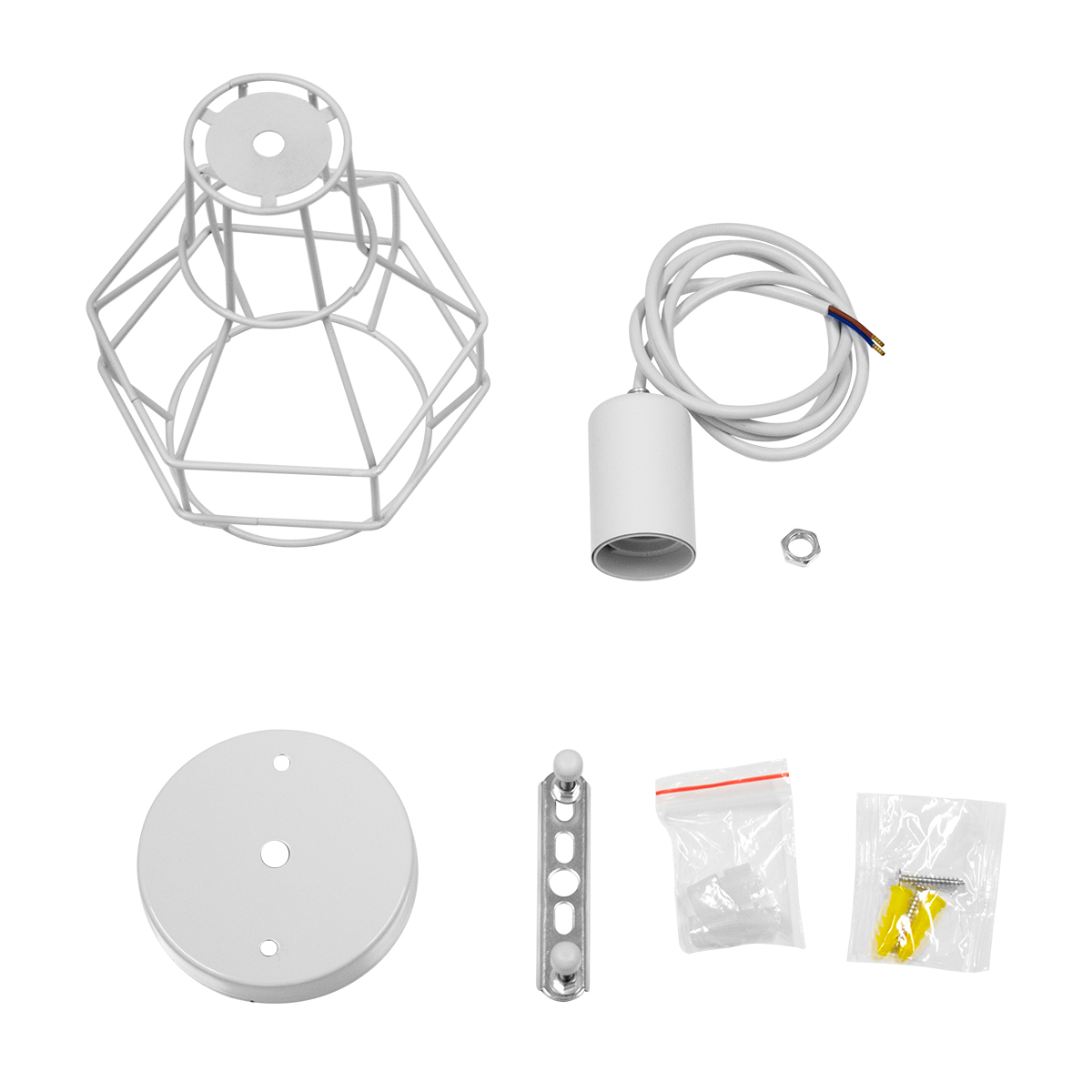 LEDTM® CAGE 00867 Vintage Κρεμαστό Φωτιστικό Οροφής με Ντουί 1 x E27 AC 220-240V IP20 - Λευκό - Μ15 x Π15 x Υ22cm - Image 9