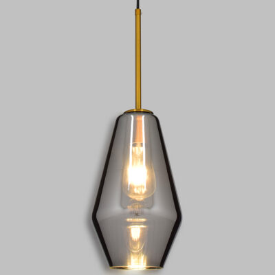 Alternative view of LEDTM® AMARIS 00874 Μοντέρνο Κρεμαστό Φωτιστικό Οροφής με Ντουί 1 x E27 AC 220-240V IP20 - Χρυσό Πλατίνα & Μαύρο Φιμέ - Μ17 x Π17 x Υ30cm