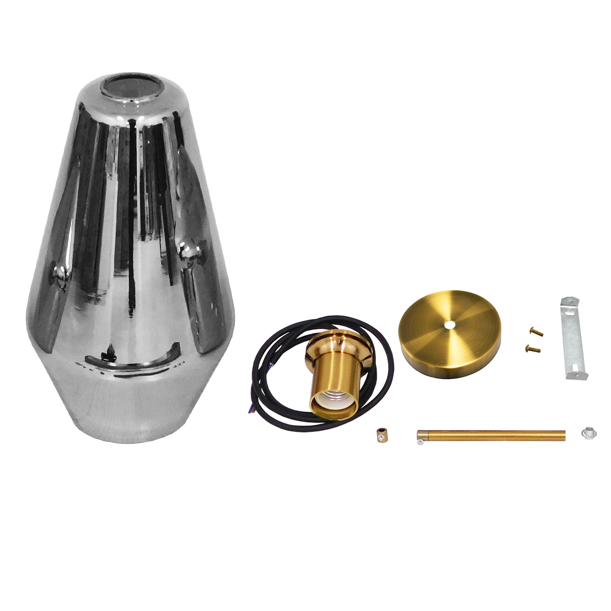 LEDTM® AMARIS 00874 Μοντέρνο Κρεμαστό Φωτιστικό Οροφής με Ντουί 1 x E27 AC 220-240V IP20 - Χρυσό Πλατίνα & Μαύρο Φιμέ - Μ17 x Π17 x Υ30cm - Image 7
