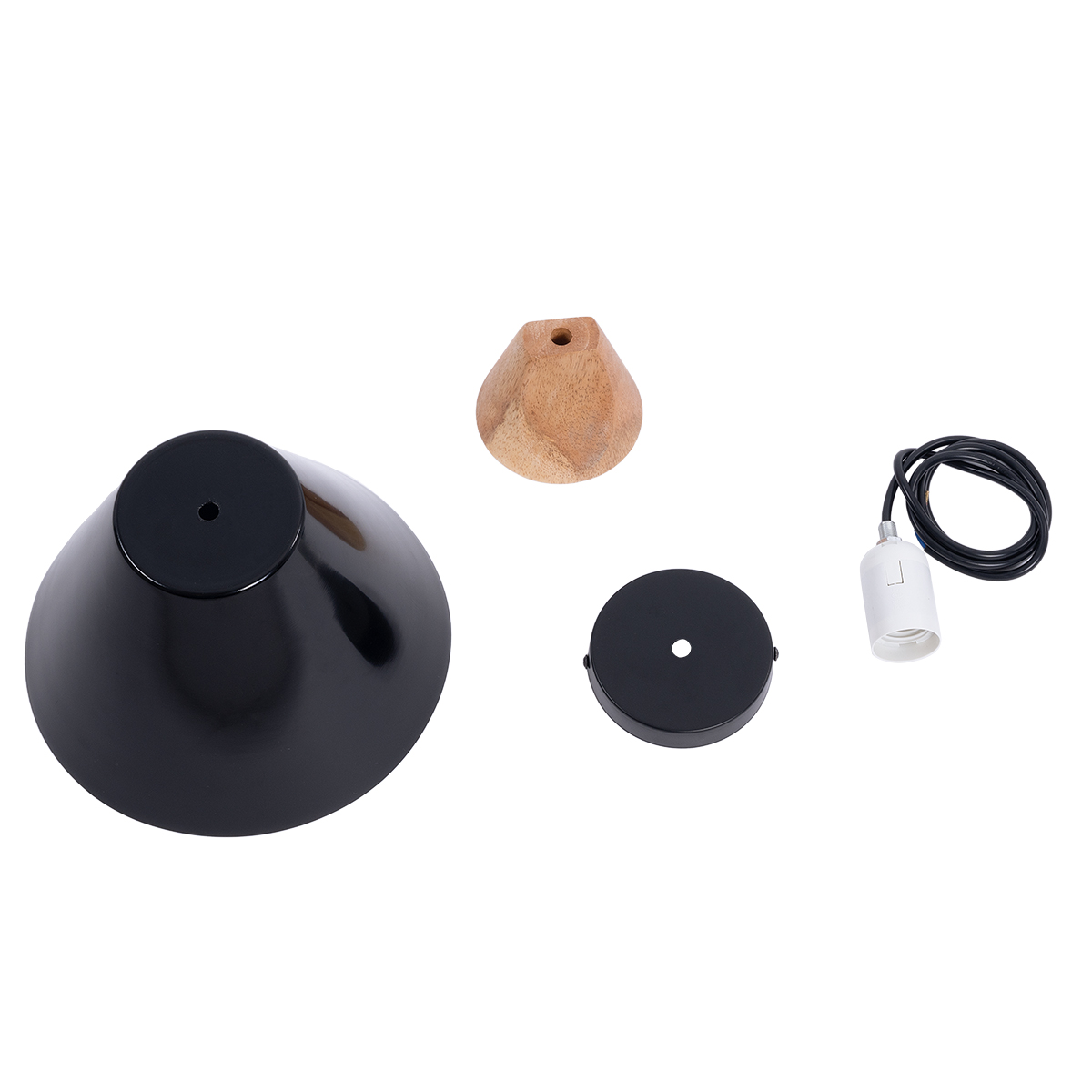 LEDTM® SHADE 00906 Μοντέρνο Κρεμαστό Φωτιστικό Οροφής με Ντουί 1 x E27 AC 220-240V IP20 - Μαύρο & Μπεζ - Μ23 x Π23 x Υ22cm - Image 9