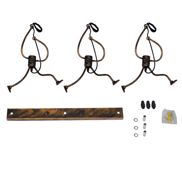 LEDTM® LITTLE MAN 00979 Μοντέρνο Κρεμαστό Φωτιστικό Οροφής με Ντουί 3 x E27 AC 220-240V IP20 - Χάλκινο - Μ70 x Π10 x Υ105cm - Image 7
