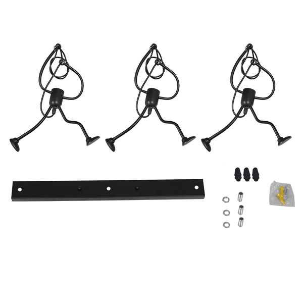 LEDTM® LITTLE MAN 00980 Μοντέρνο Κρεμαστό Φωτιστικό Οροφής με Ντουί 3 x E27 AC 220-240V IP20 - Μαύρο - Μ70 x Π10 x Υ105cm - Image 7