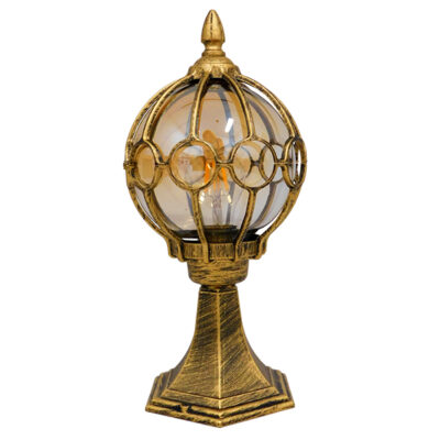 LEDTM® ETOILE 00986 Vintage Φωτιστικό Δαπέδου Μονόφωτο 1 x E27 Μπρονζέ Χρυσό Μεταλλικό Πλέγμα με Μελί Γυάλινη Μπάλα D18 x H38cm - Image 3