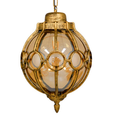 LEDTM® ETOILE 00987 Vintage Κρεμαστό Φωτιστικό Οροφής με Ντουί 1 x E27 AC 220-240V IP20 - Μπρούτζινο & Μελί - Μ28 x Π28 x Y38cm - Image 3