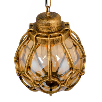 LEDTM® ETOILE 00987 Vintage Κρεμαστό Φωτιστικό Οροφής με Ντουί 1 x E27 AC 220-240V IP20 - Μπρούτζινο & Μελί - Μ28 x Π28 x Y38cm - Image 4