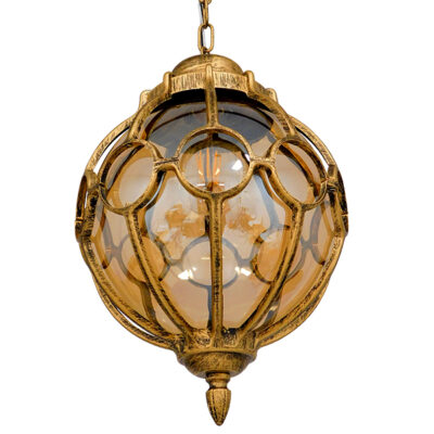 LEDTM® ETOILE 00987 Vintage Κρεμαστό Φωτιστικό Οροφής με Ντουί 1 x E27 AC 220-240V IP20 - Μπρούτζινο & Μελί - Μ28 x Π28 x Y38cm - Image 5