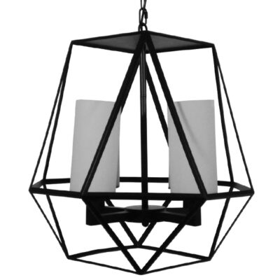 LEDTM® DASTAR 01001-1 Vintage Κρεμαστό Φωτιστικό Πλέγμα Πολύφωτο 4 x E27 IP20 Μαύρο Μέταλλο με Λευκό Γυαλί - Μ52 x Π52 x Υ53cm - Image 8