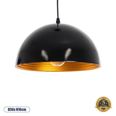 LEDTM® MEDEA 01004 Μοντέρνο Κρεμαστό Φωτιστικό Οροφής με Ντουί 1 x E27 AC 220-240V IP20 - Μαύρο & Χρυσό - Μ30 x Π30 x Υ16cm