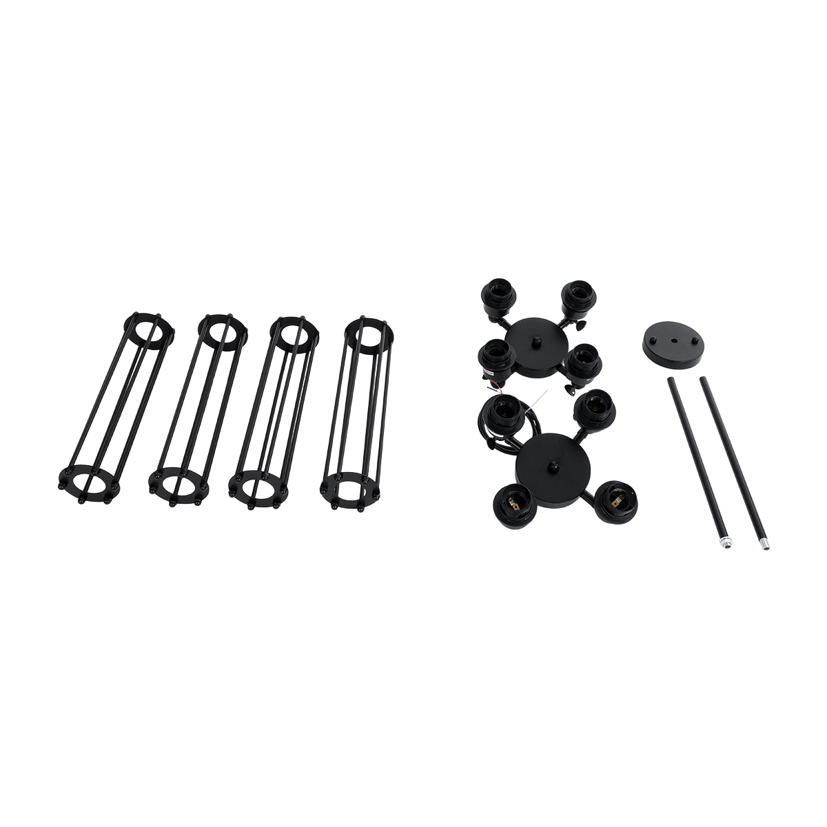 LEDTM® TUBING 01013 Vintage Κρεμαστό Φωτιστικό Οροφής με Ντουί 4 x E27 AC 220-240V IP20 - Μαύρο - Μ27 x Π27 x Y47cm - Image 11
