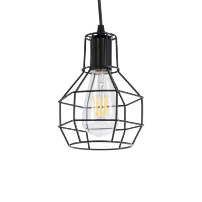 Alternative view of LEDTM® CAGE 01017 Vintage Κρεμαστό Φωτιστικό Οροφής με Ντουί 1 x E27 AC 220-240V IP20 - Μαύρο - Μ15 x Π15 x Υ20cm